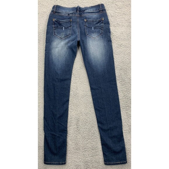 Women's REVOLT 7/8 Denim Blue Jeans 5 Pocket Design Straight Leg Cut Stonewash - Picture 3 of 10